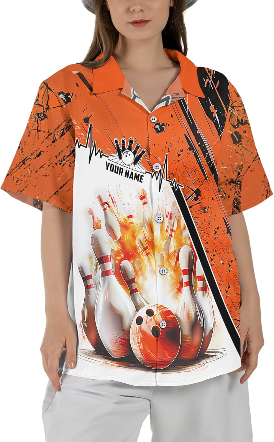 Fashion Bowling Hawaiian Shirt Custom Bowling Aloha Tshirt with Name/Team Holiday Button Up Shirt