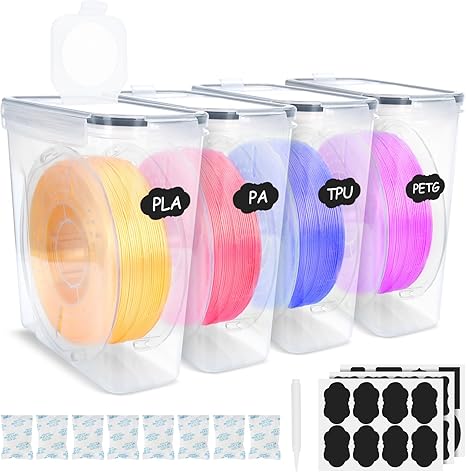 Filament Storage Box Kit- 4 Pack Filament Container with Desiccant