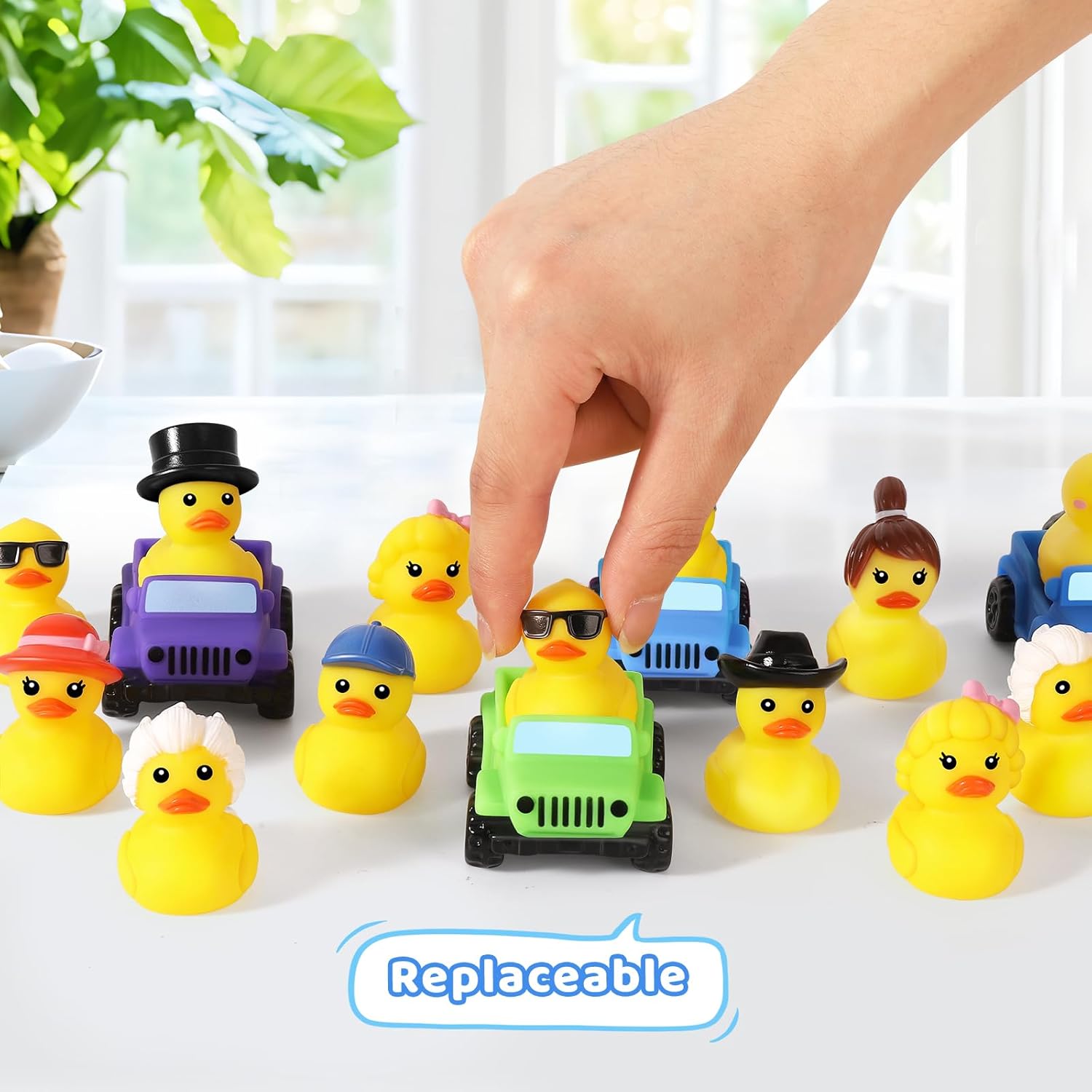 20 Pcs Rubber Ducks for Jeeps, 2.8 Inch Ducks for Jeeps, Ducks for Ducking 10 Rubber Ducks Assortment with 10 Cars, Collection Ducks for Jeeps, Birthday Class Exchange Gifts Easter Basket Stuffers - Image 3