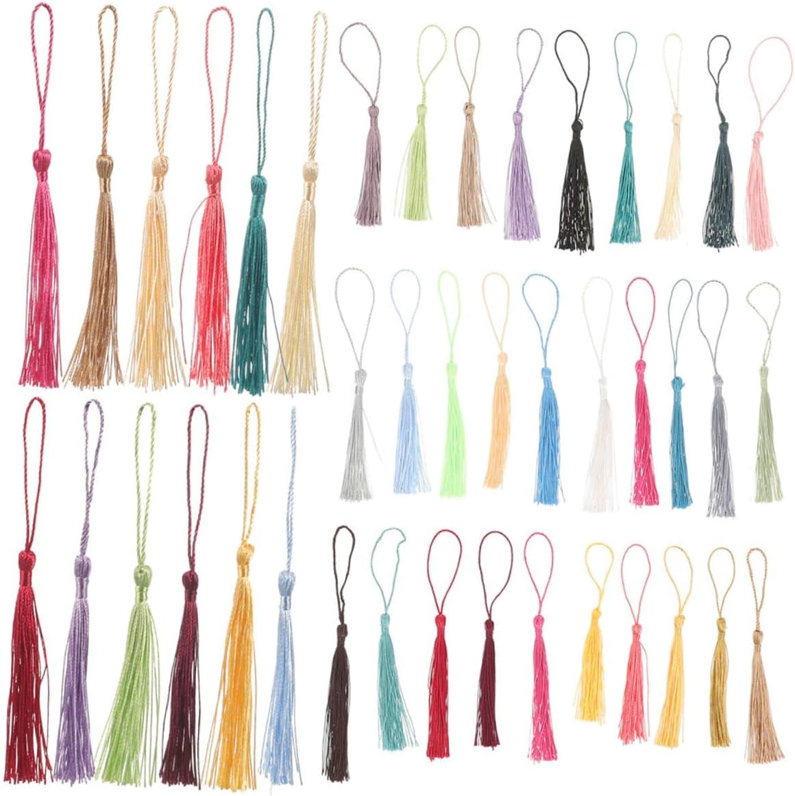 240pcs Mini Tassels for DIY Craft Jewelry Making and Bookmark Decorations, Soft Colorful Hanging Tassels Bulk Set for Earrings, Graduation Caps, Sewing Projects Random Color