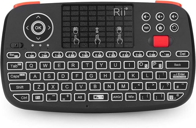 New Dual Mode Wireless Multimedia Keyboard with Touchpad Mouse Rii I4 Bluetooth 4.0 with 2.4G Wireless Mini Keyboard with Scroll Button LED Backlit Rechargeable Battery