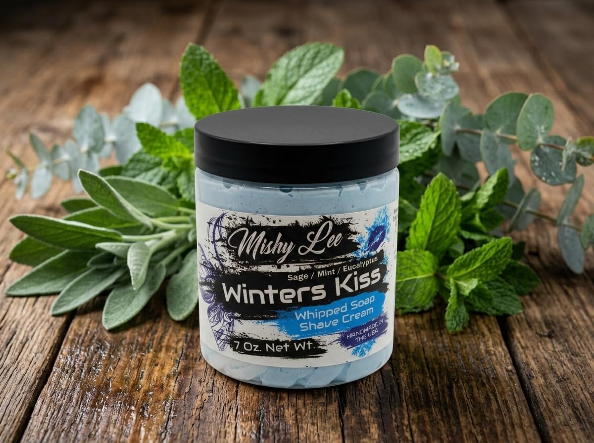 Winters Kiss Mint and Eucalyptus Whipped Soap and Shave Cream - 7 Oz. - Hand-Crafted, Paraben Free, Moisturizing - for Sensitive Skin image 2
