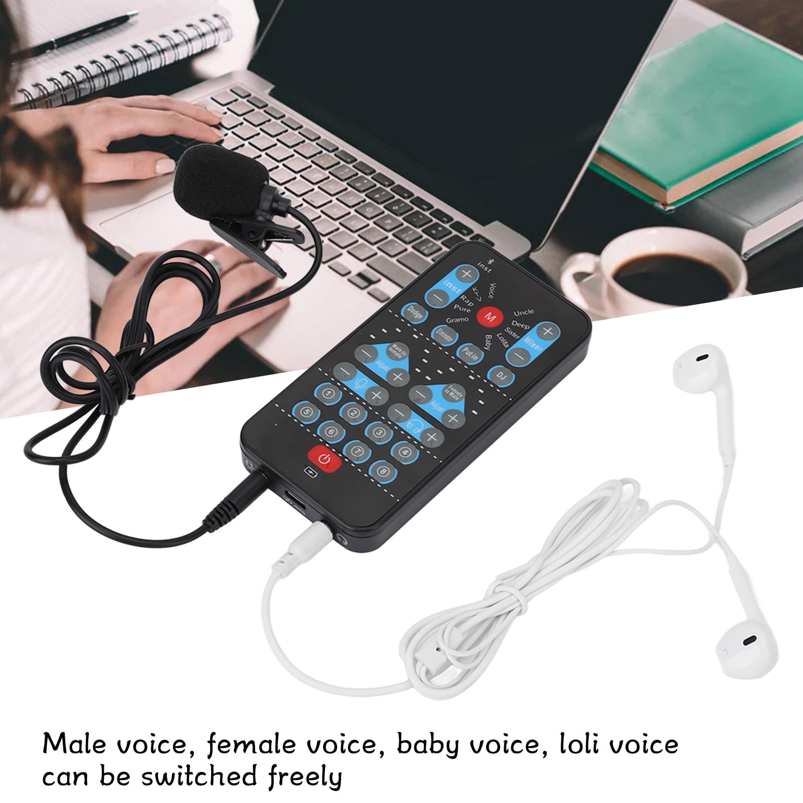 Cambia Voce per, Mini Voice Changer 8 Effetti Sonori Dispositivo Microfono Abbellimento Carta Palmare Telefono Cellulare Computer Dults Halloween Supporto Multi Lingue