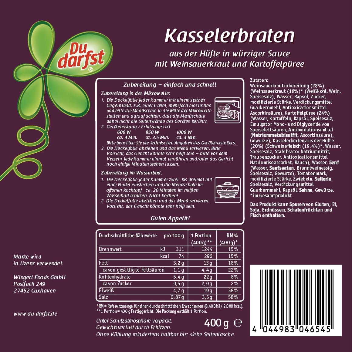 Du darfst Probierpaket - neun Fertiggerichte für die Mikrowelle/Wasserbad - Du darfst