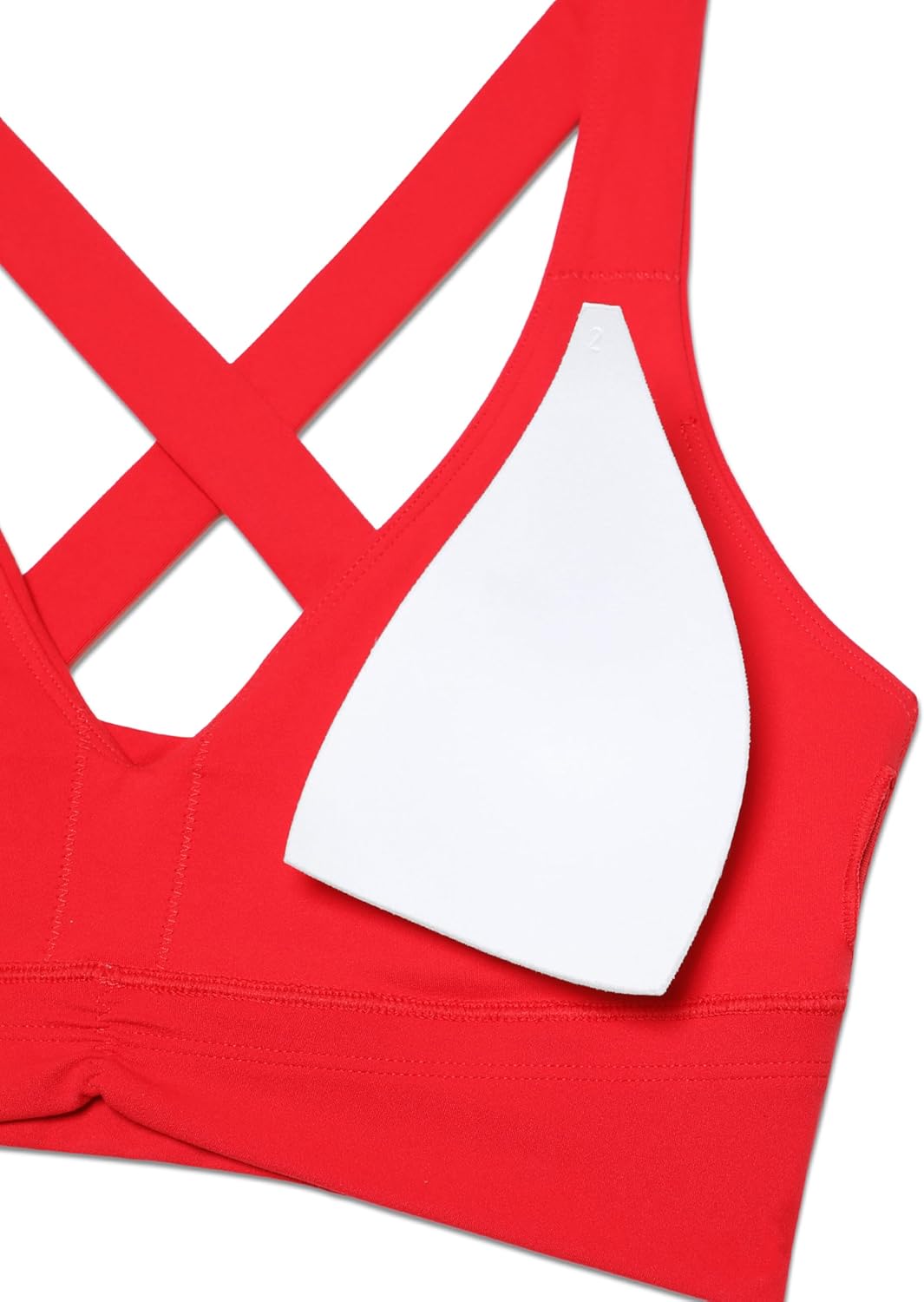 CRZ YOGA Butterluxe Ruched Longline Sports Bras for Women - V Neck Padded Yoga Tank Wide Straps Cross Back Crop Tops - Image 5