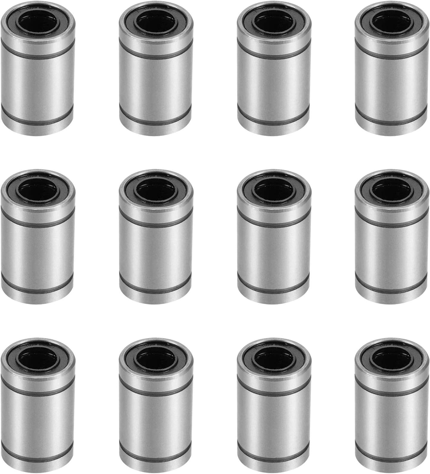 12 Pcs LM8UU Linear Ball Bearings, 8mm Bore Dia, 15mm OD, 24mm Length with Double Side Rubber Seal Great for CNC, 3D Printer