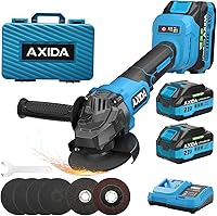 PowerTools Cordless 4-1/2 Inch Angle Grinder, 21V Brushless 11000 RPM 3-Speed w/ 2x4.0Ah Batteries for Metal Cutting Grinding Polishing