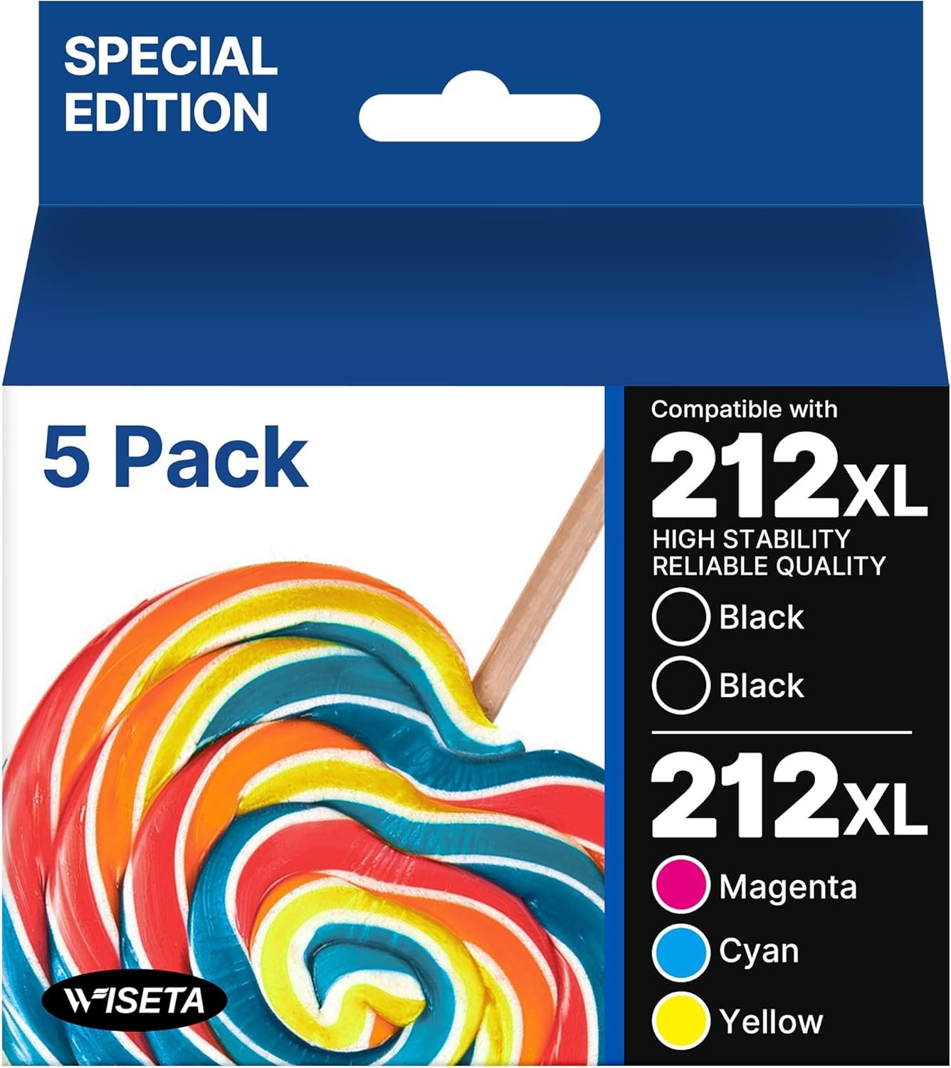 212XL High Capacity Remanufactured Replacement for Epson 212 Ink Cartridges 212XL T212XL T212 for XP-2120 XP-2125 WF-2830 WF-2850 Printer Upgraded Chips(2 Black, 1 Cyan, 1 Magenta, 1 Yellow, 5 Pack)