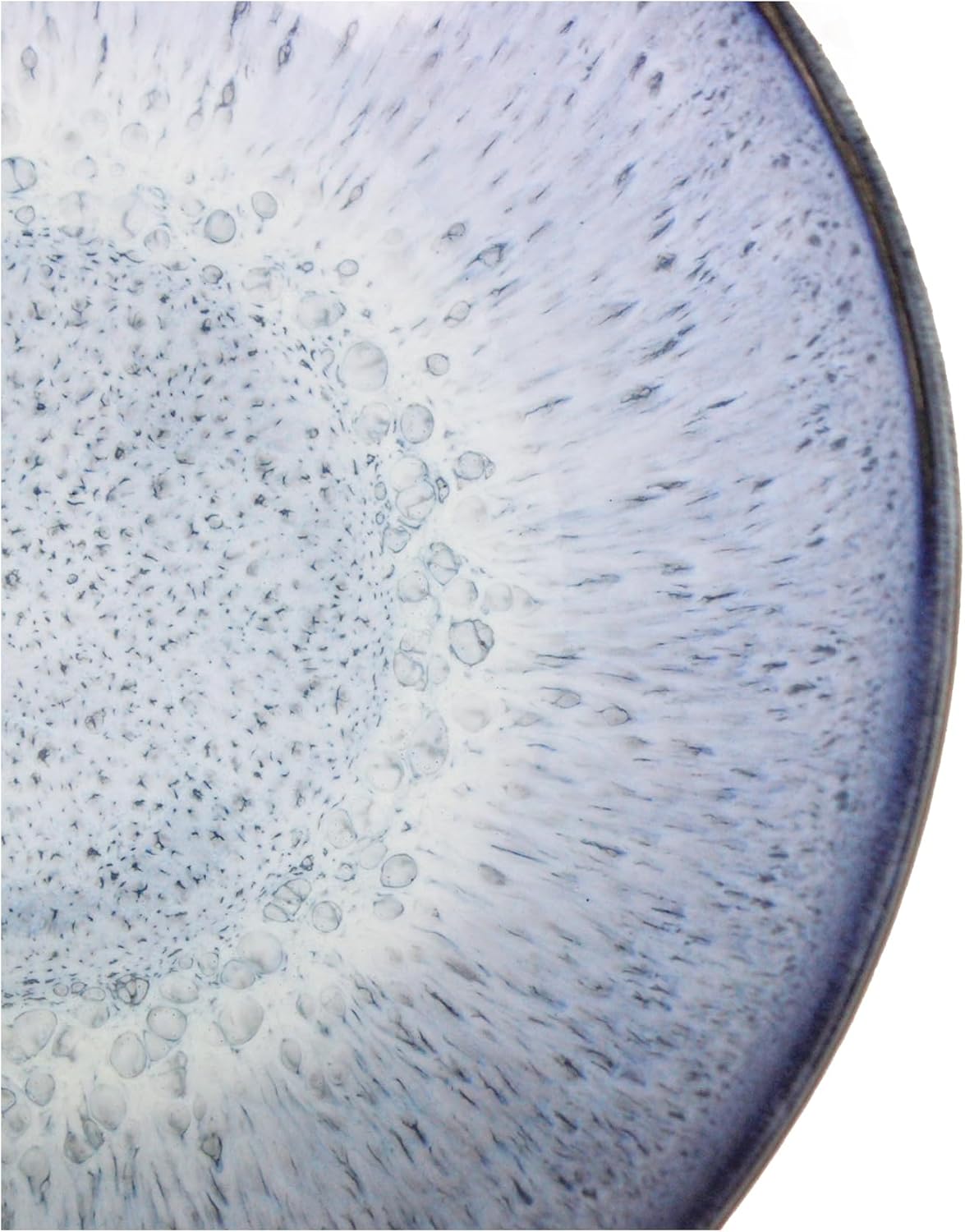 roro Handcrafted Ceramic Low Bowls, 7-inch Reactive Blue and Glossy Black, Microwave and Dishwasher Safe, Set of 2