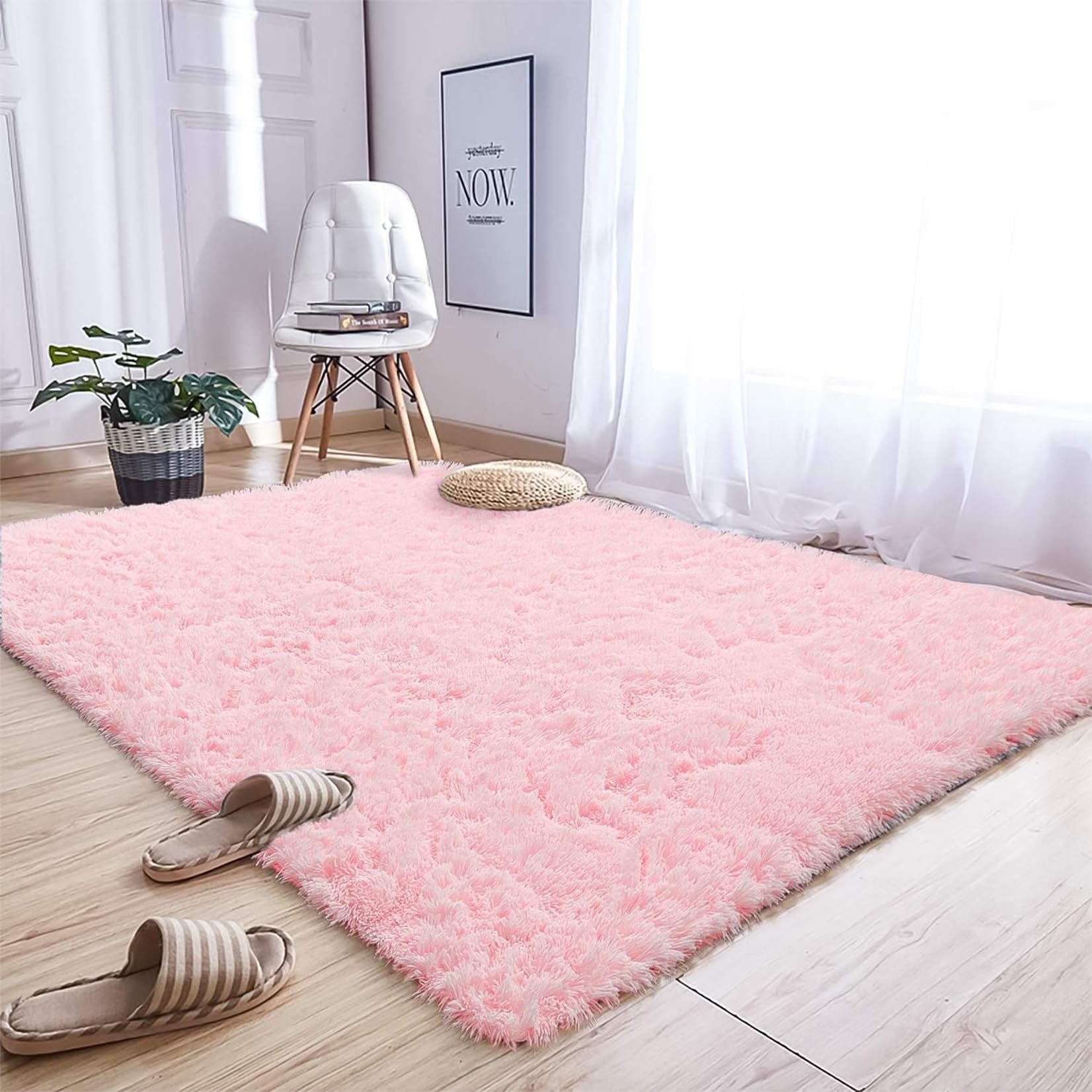 Tapis rose doux pour chambre d'enfants et salon moderne de 270x300 cm