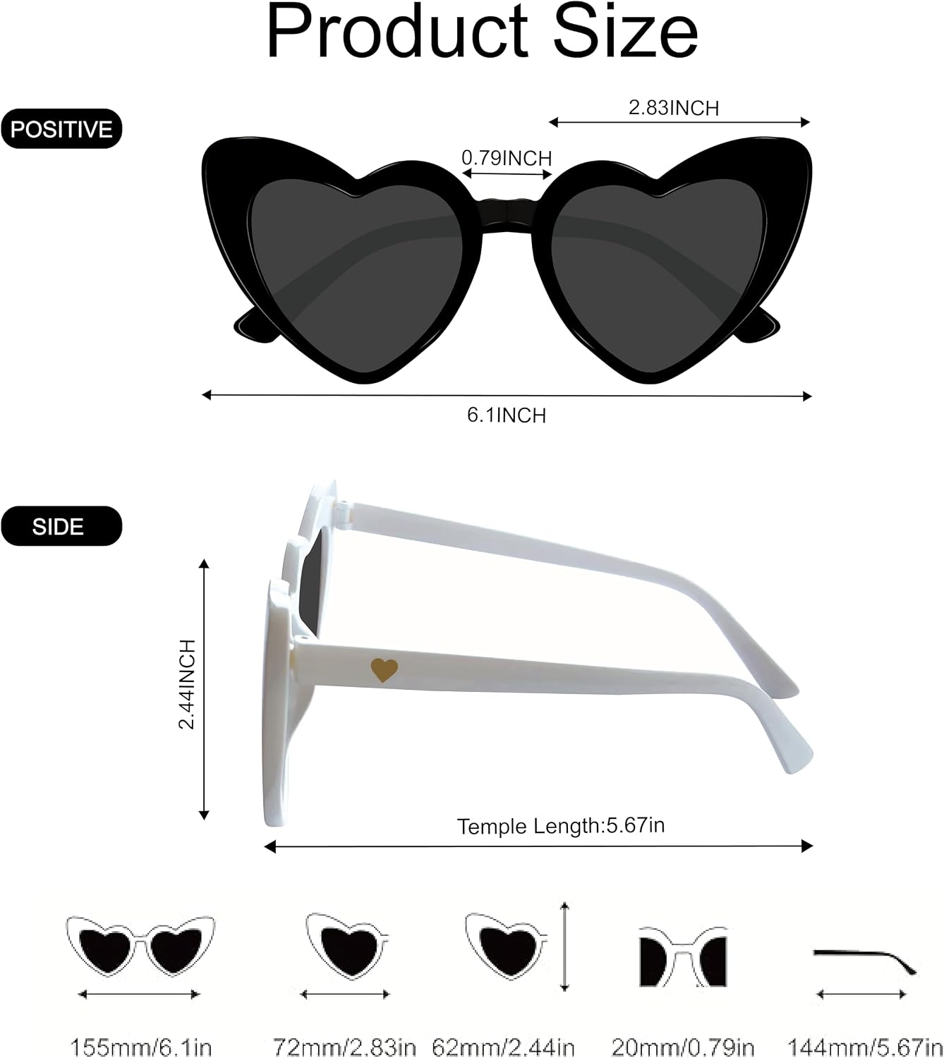 PartyGifts&beyond Bachelorette Sunglasses Heart Sunglasses 10 Packs Bride Squad Sunglasses for Bachelorette Party Favors