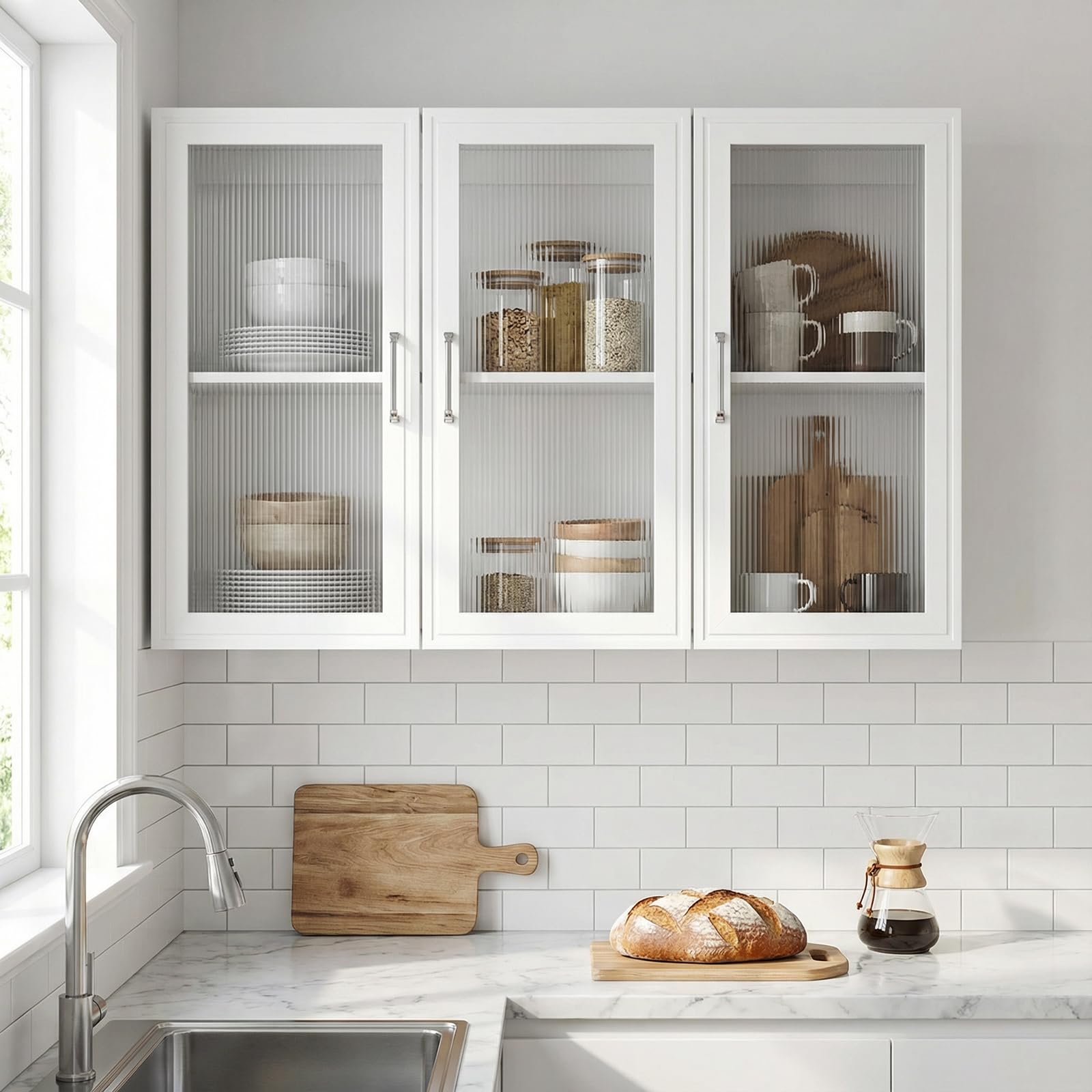 Furnivio 36 inch bathroom wall cabinet with acrylic glass doors