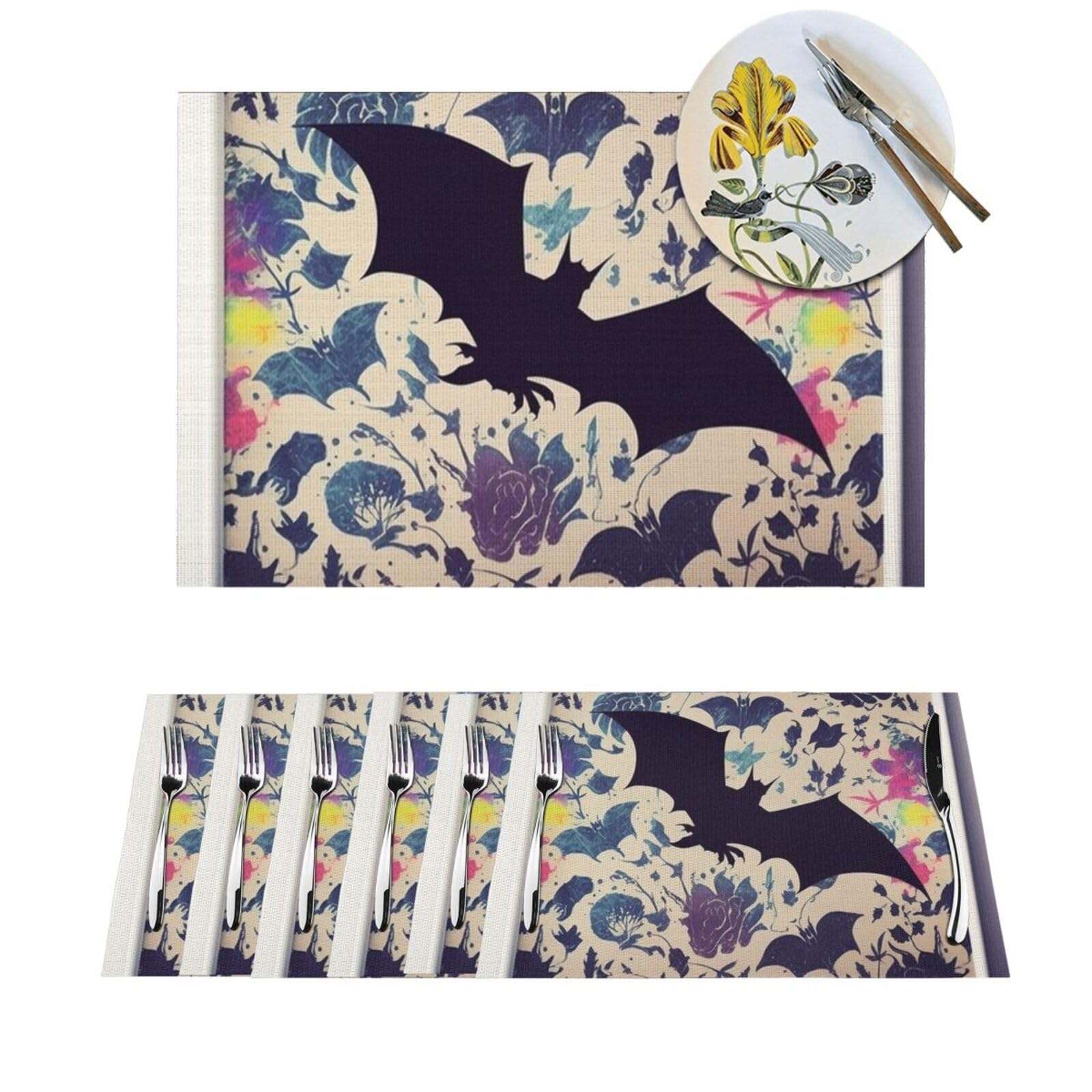 Set de table chauve-souris lavable 30x45 antidérapant pour table intérieur