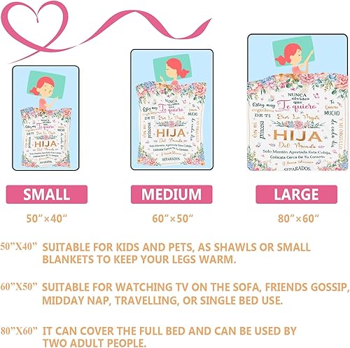 Miniatura 6 de Nicetous Regalo para mi hija, regalos para hija en español, regalos para hijas, mantacobija para mi hija en español, 50 x 60 pulgadas, regalo de