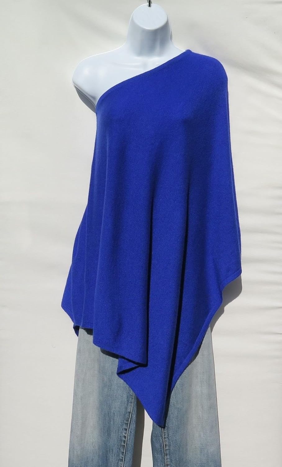 100% Cashmere|Knit|"Boat Neck"|Poncho |Himalayan Yarn|Nepal|HandLoomed|Royal Blue