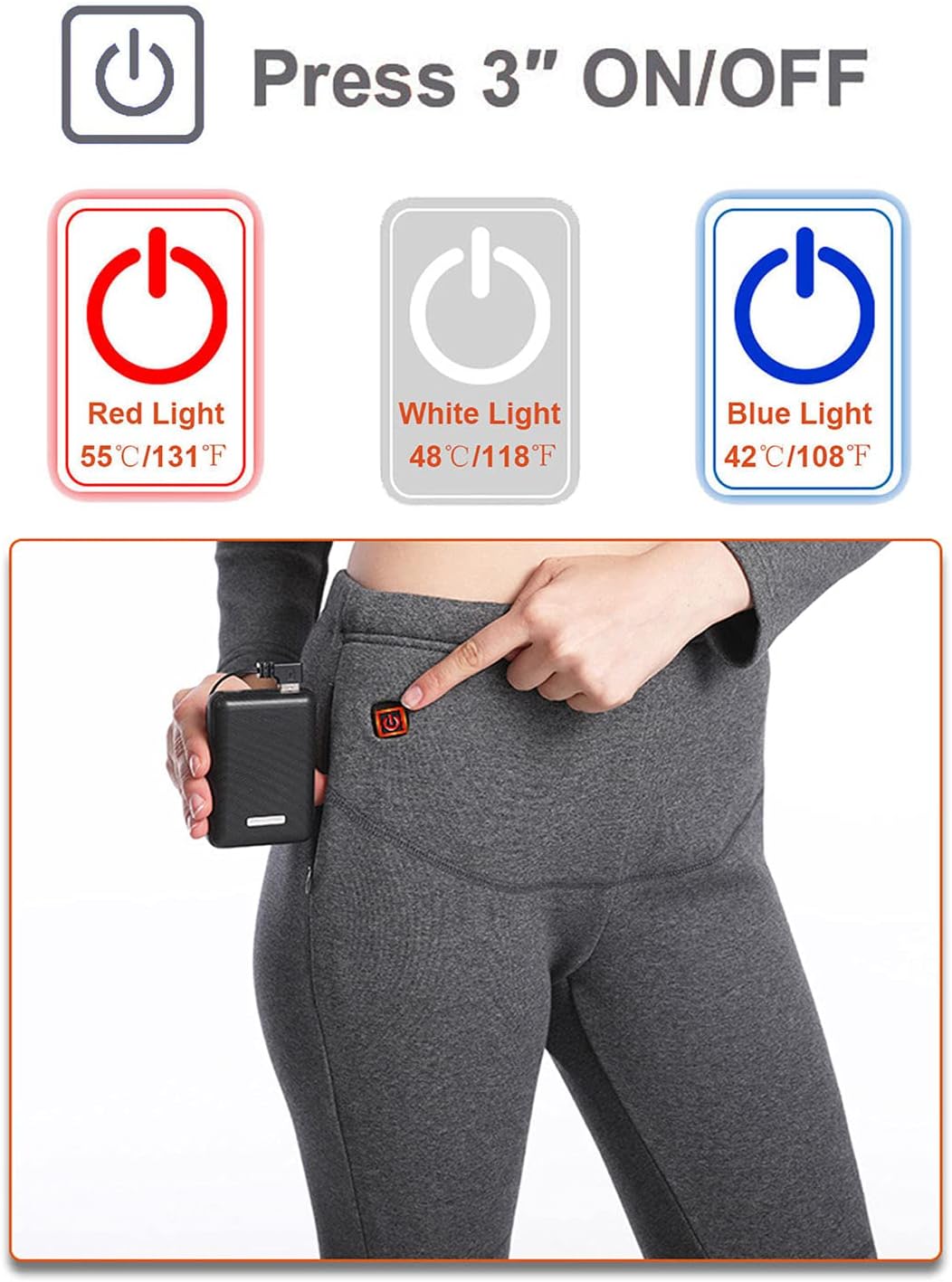 Mens Electric Heated Thermal Underwear Set Men's Travel Heated Pants and Shirt, USB Mens Thermal Underwear Set