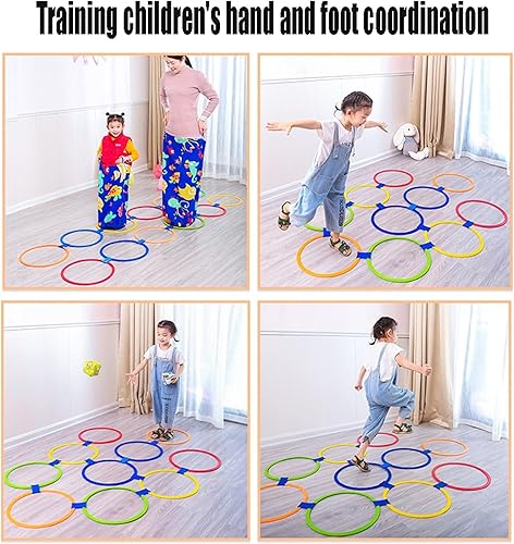 Miniatura 4 de Hopscotch - Anillo de juego para jugar con anillos de salto de color para juguetes de Hopscotch, equipo deportivo de entrenamiento sensorial al aire