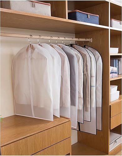 Vista 61 de Bolsas de ropa para colgar ropa, bolsa de traje transpirable (juego de 12) fundas con cremallera, bolsas de ropa de PEVA, bolsas impermeables