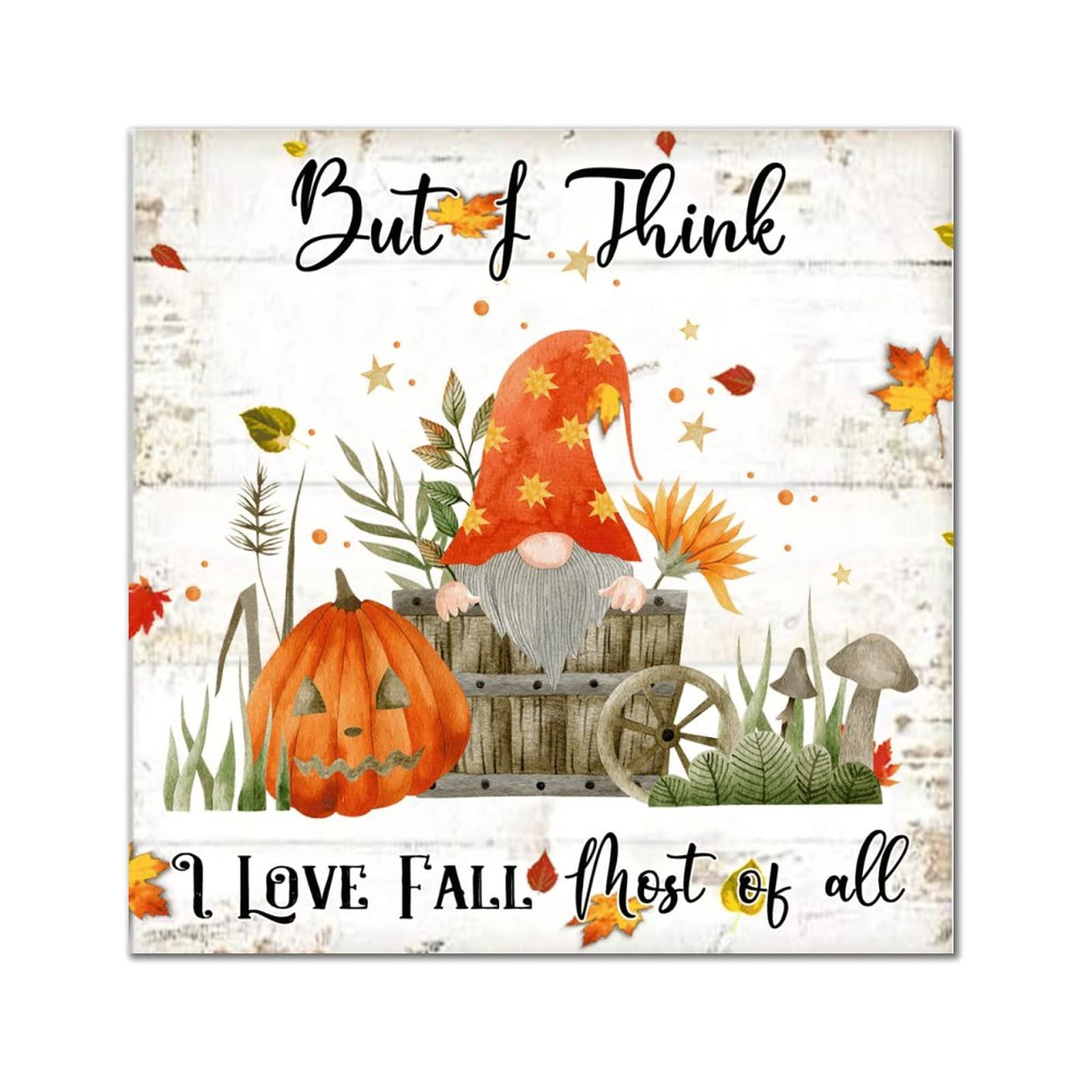 Plaque murale vintage automne en bois 35x35 cm pour decoration de maison