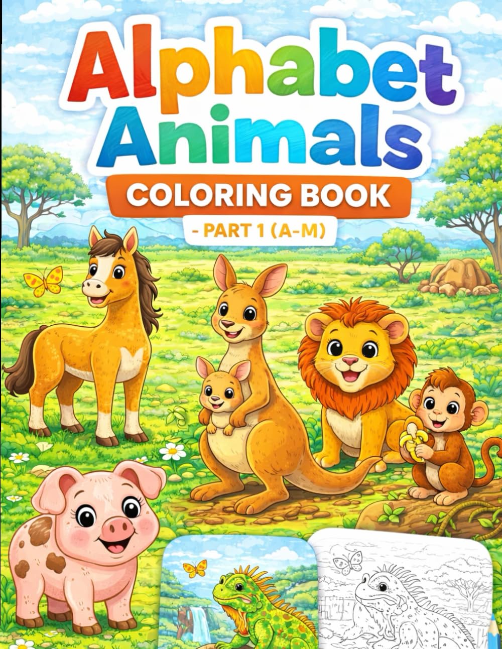 Alphabet Animals Copy Coloring Book – Part 1 (A–M)