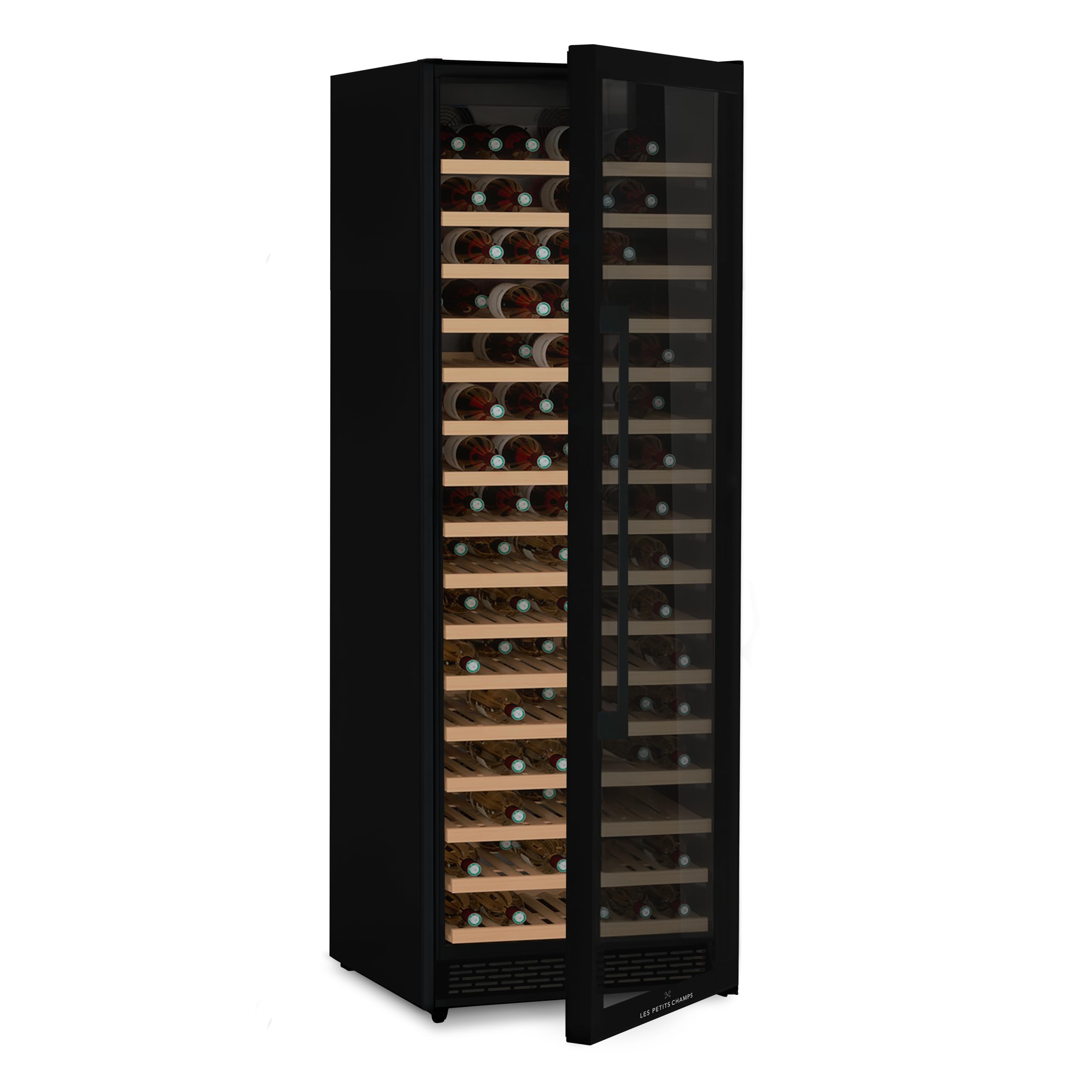LES PETITS CHAMPS Cave à Vin Encastrable Sous Plan 199 Bouteilles CAVCEB199, Capacité 428L, Design Élégant en Acier Inoxydable, Réglable de 5°C à 22°C, Anti-UV, LED