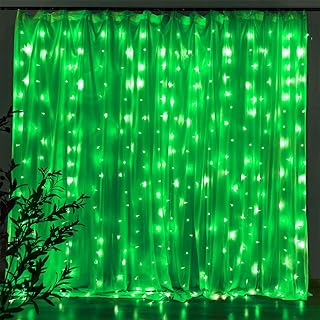 Star 304 LED 9.8ftx9.8ft 30V 8 Modes,Window Curtain String Lights Wedding Party Home Garden Bedroom Outdoor Indoor Wall Decorations (Green