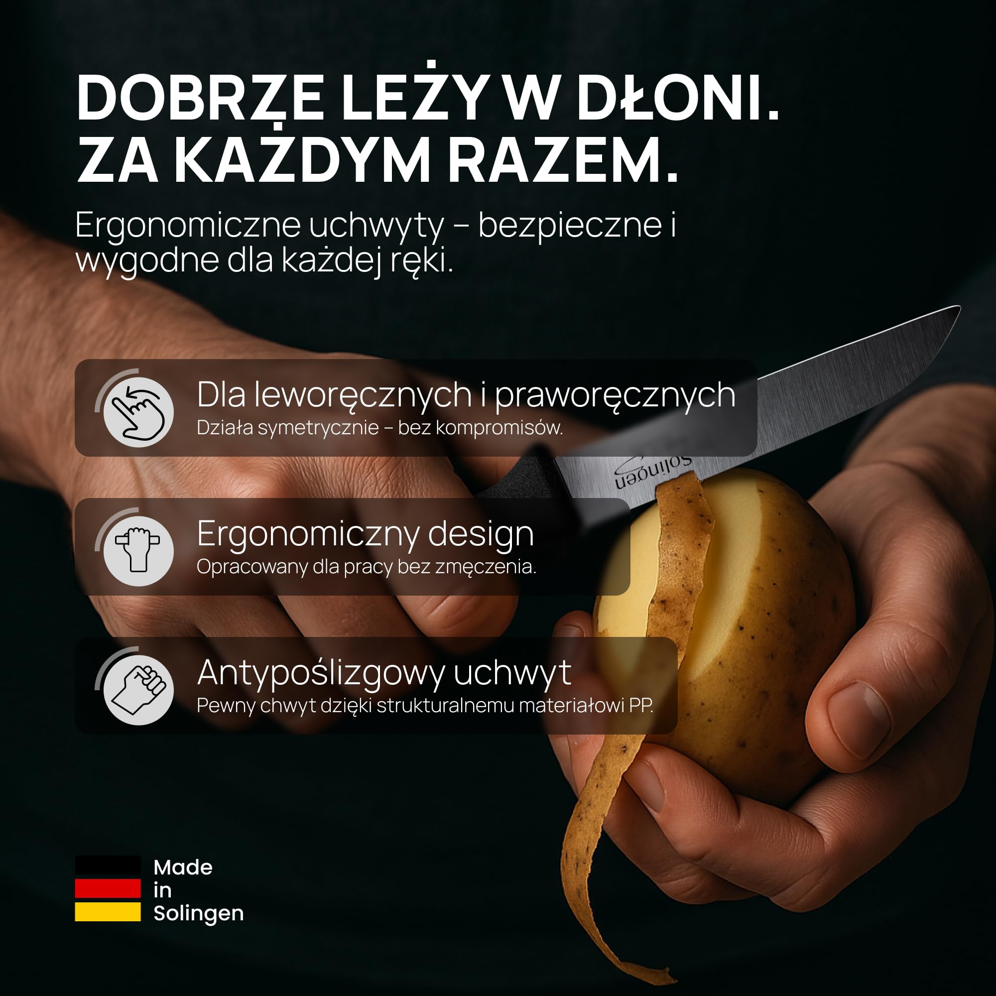 Schwertkrone® Nóż do obierania warzyw, owoców, mały, ostry, nóż do obierania ziemniaków, nóż uniwersalny, nierdzewny (2 x 3 prosty)