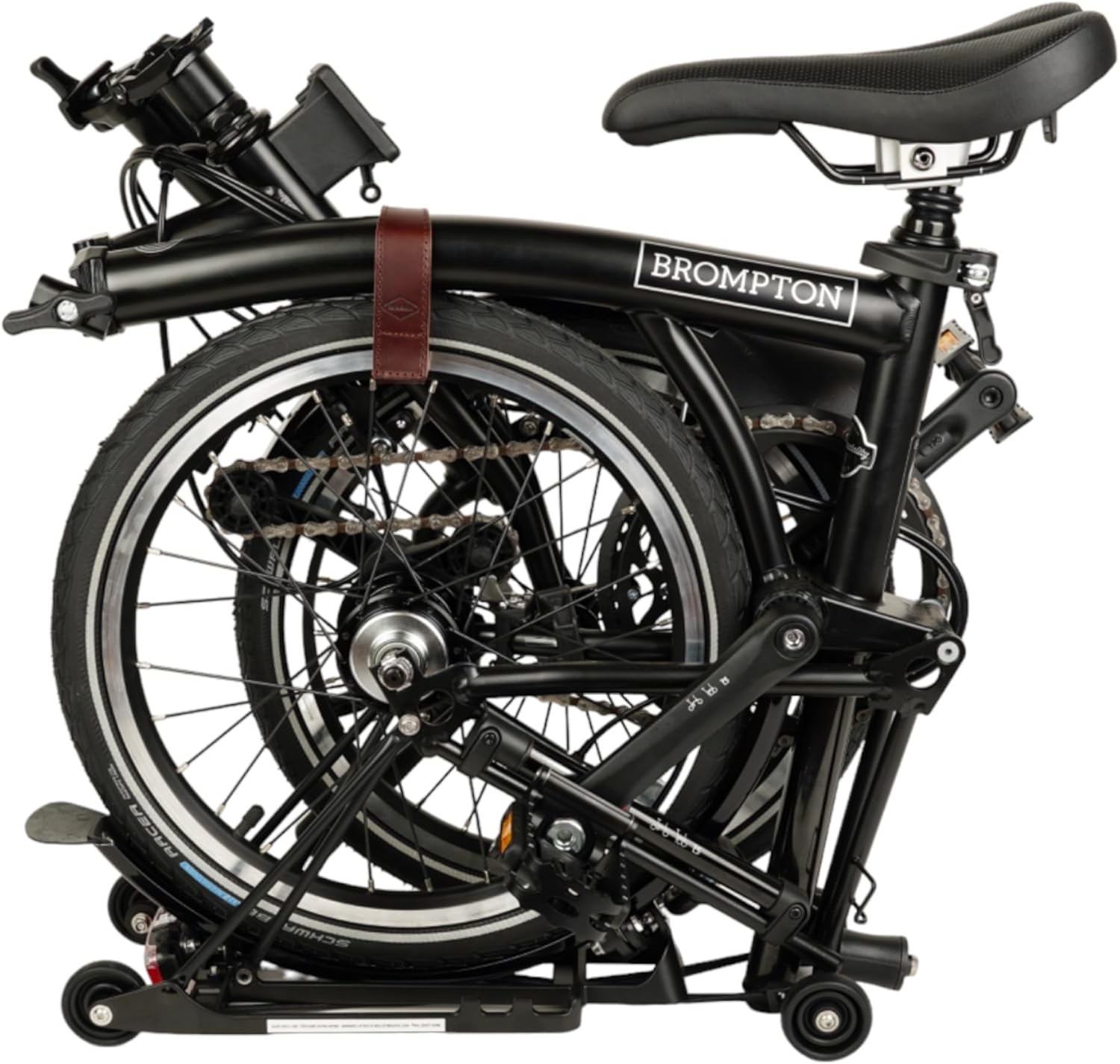 2in1 Leather wheel frame strap for BROMPTON BICYCLE and trousers strap in one - leather bicycle accessory