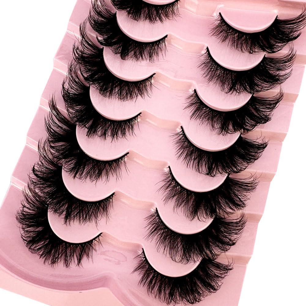 HBZGTLAD 3d Fluffy Mink Lashes Eyelashes Thick Long Faux Mink Eyelashes Long Lasting Dramatic Cat Eye Lashes 5D Volume lashes Extension (015)