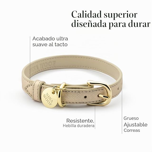 Foto 3 de 7 de Nina Woof Rio Collar de Piel Vegana para Perro, Acolchado, de Lujo, con Hebilla Ajustable