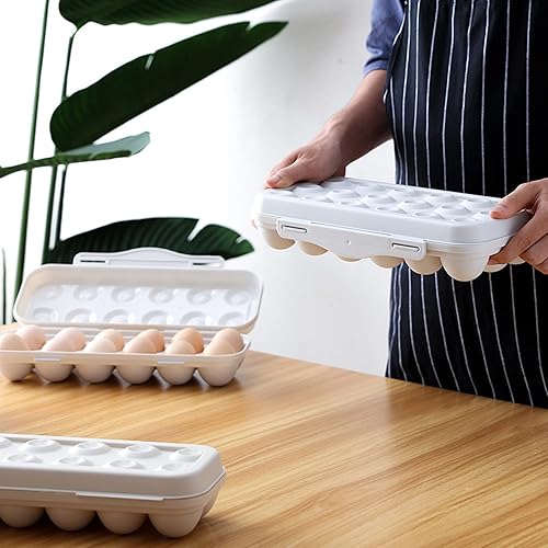 Miniatura 8 de PhantomSky Soporte para huevos al aire libre de gran capacidad, contenedor de almacenamiento de huevos frescos de plástico para refrigerador,
