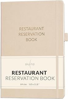Skyline Restaurant Reservation Book – Undated Dinner Table Reservations Book – Guest & Server Book – Restaurant Supplies (Seashell)