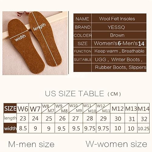 Miniatura 7 de Plantillas de botas cálidas de invierno de fieltro de lana de alpaca suave, inserto de fieltro de lana natural para hombres y mujeres, Marrón claro