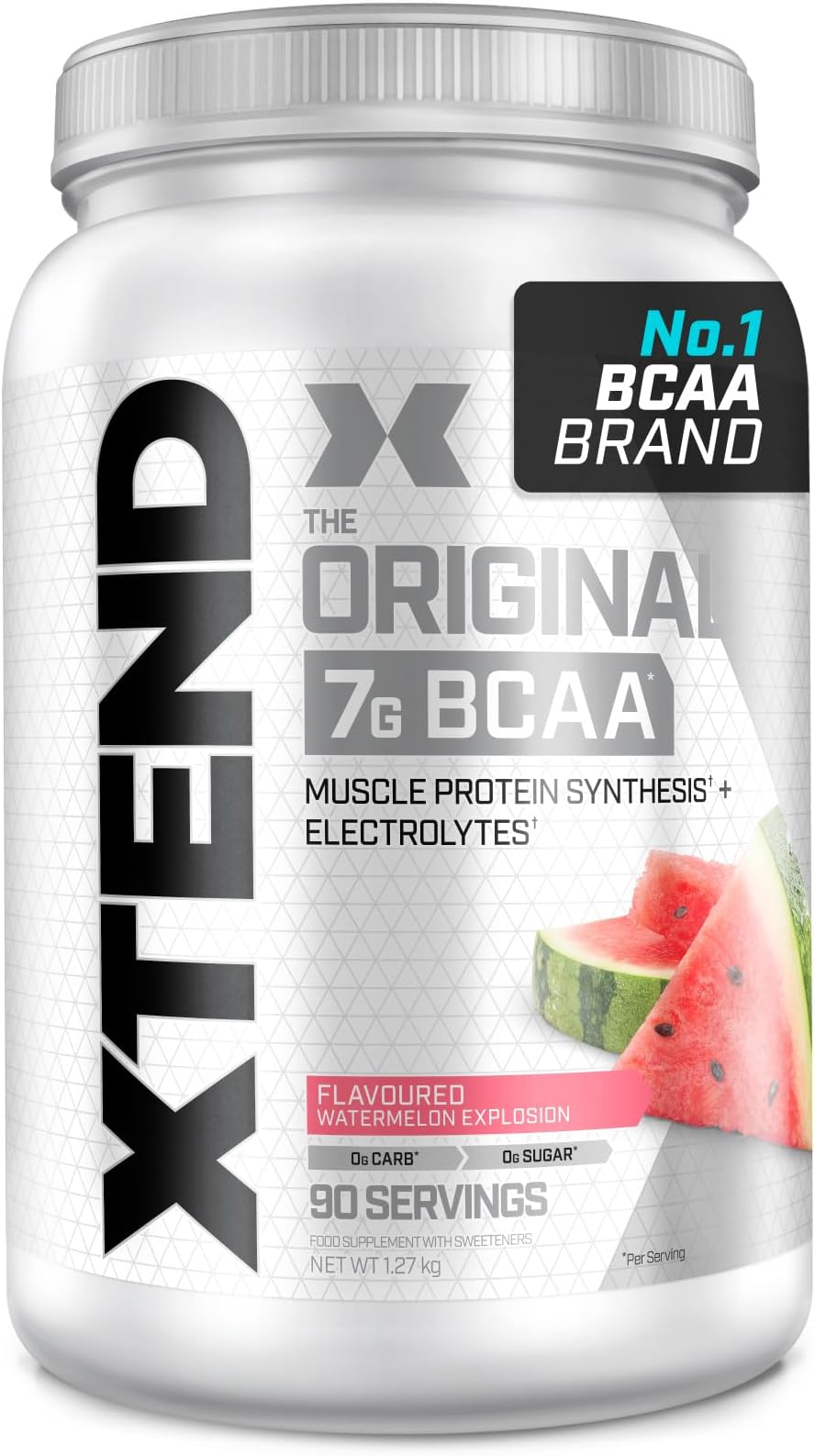 XTEND Original BCAA Powder Watermelon Explosion 90 Servings | 7g BCAAs Per Serving | Sugar Free Branched Chain Amino Acids and Electrolytes Powder for Post Workout Muscle Recovery and Hydration