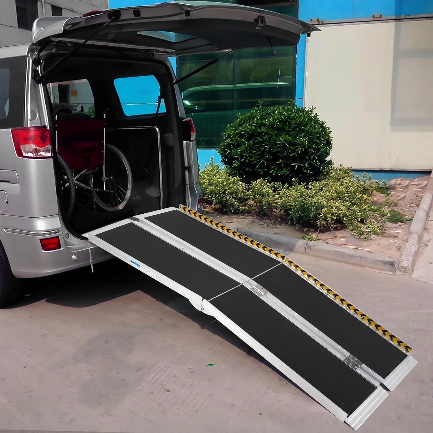 Rampa De Aluminio Resistente para Silla De Ruedas - Superficie Antideslizante, Placa De Transición, Bandas Reflectantes, Capacidad De 272 Kg - Acceso Ligero y Duradero para Movilida