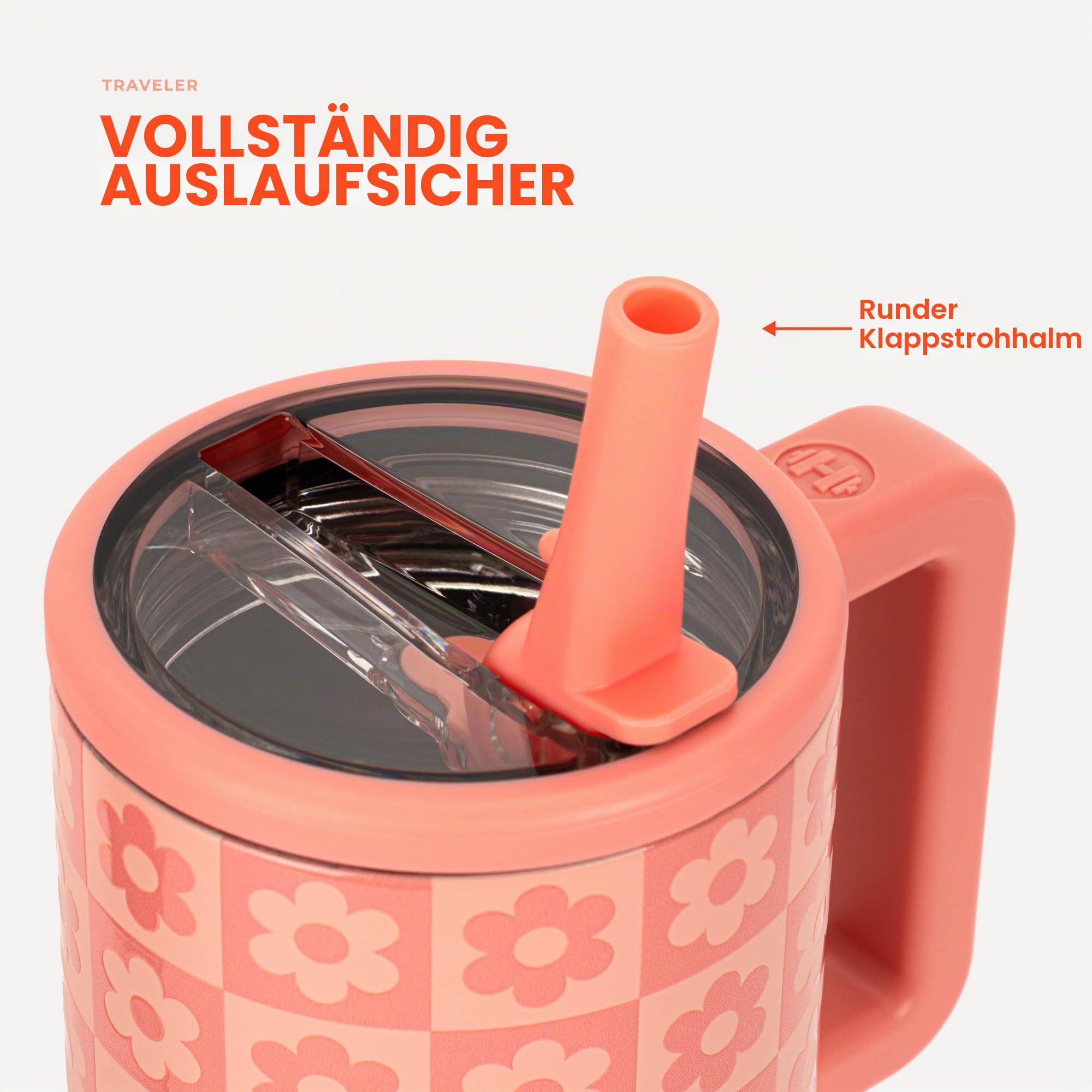 HydroJug Traveler Kids Isolierter Becher mit Griff, 567 g, Gänseblümchen