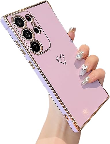 Vista 45 de ZTOFERA Funda diseñada para Samsung Galaxy A13 5G/Galaxy A04S, bonito borde chapado con patrón de corazones de amor con protección para lente