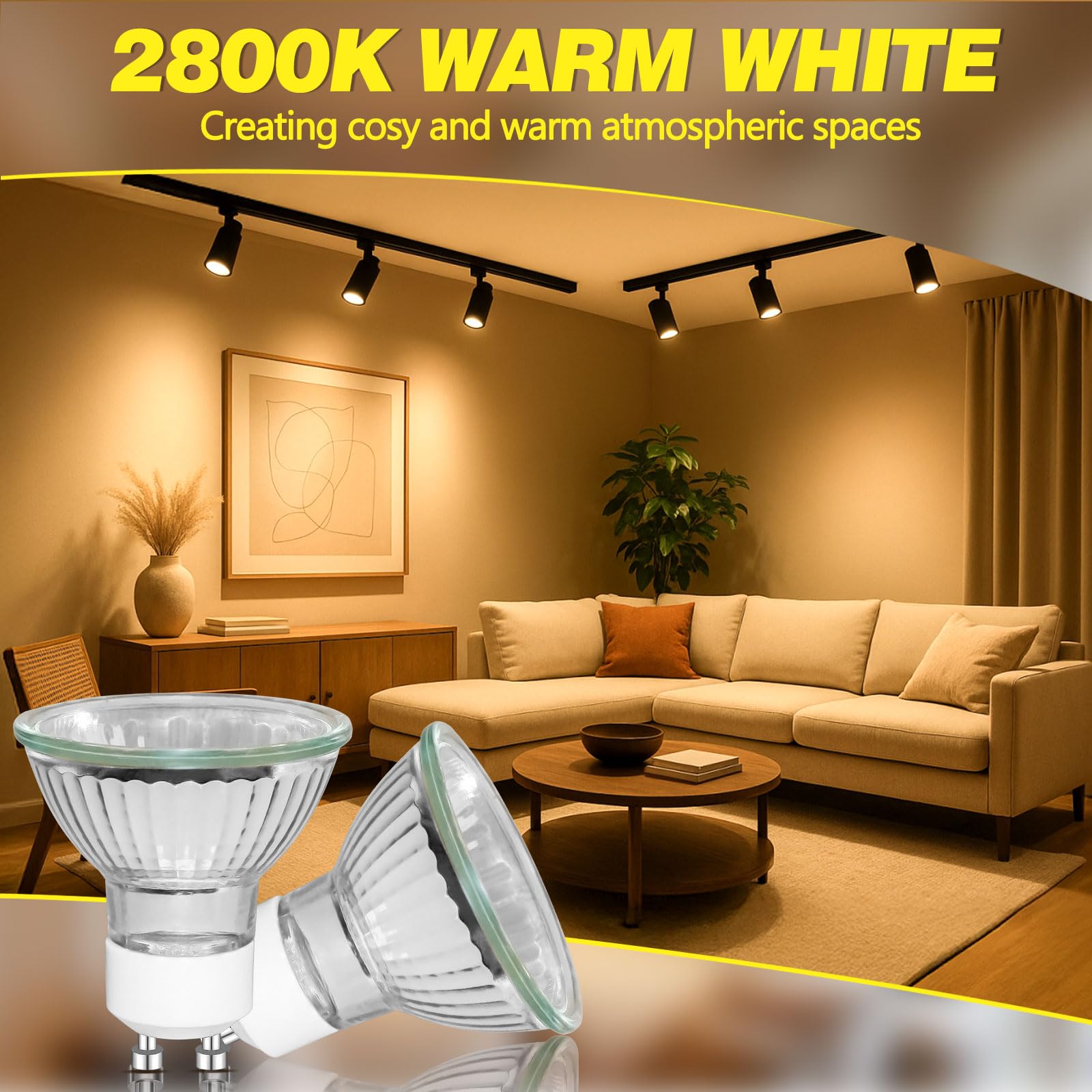 Caldarax Żarówka GU10 50 W z możliwością ściemniania, AC 230 V, 500 lm ciepła biel 2800 K, reflektor MR16 GU10 do podgrzewacza świec, lampy do zabudowy, oświetlenie szynowe, kąt świecenia 45° punktowy