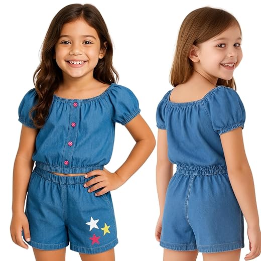 Conjunto Jeans Infantil Menina Blogueirinha Presente Aniversário Verão Casual