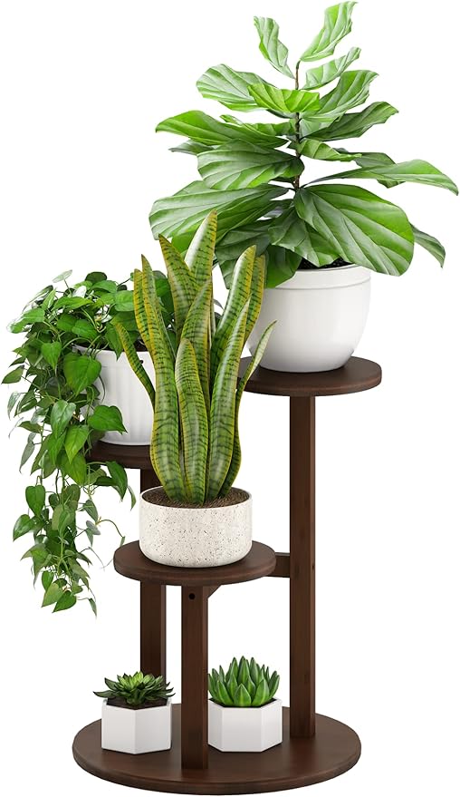 Small Plant Stand, 3 Tiered Plant Stand Indoor, Bamboo