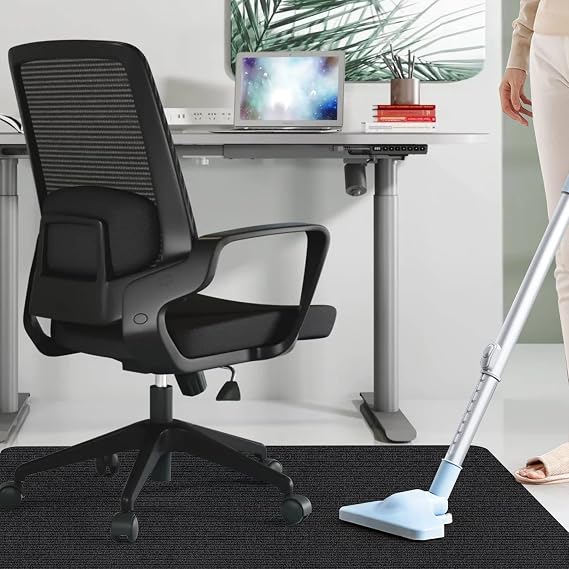Sycoodeal Office Chair Mat for Hardwood Floor,Office Computer Gaming Chair Mat for Tile Floor,Large Floor Protector Rug,Anti-Slip,Easy to Clean,Pure Black(48x36)