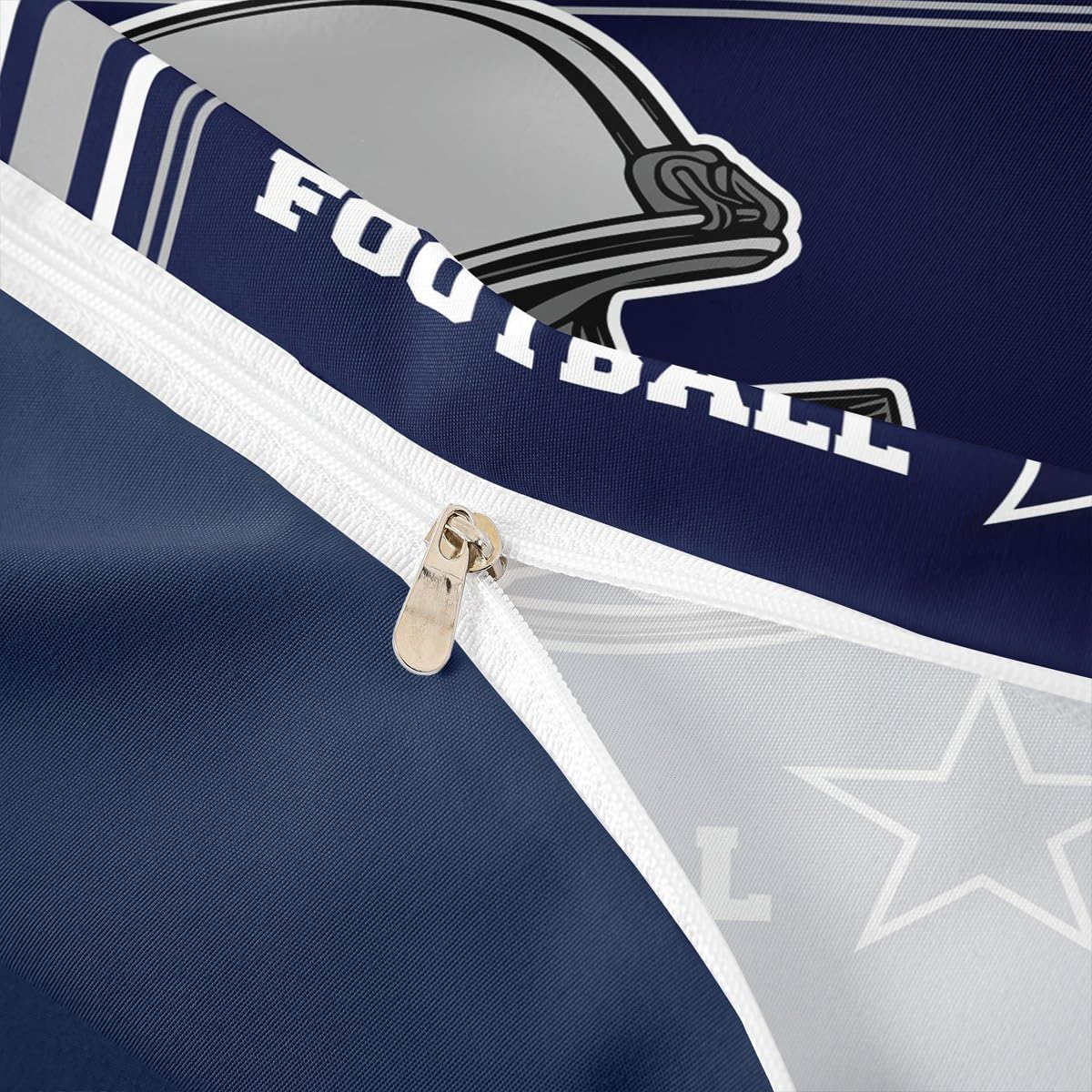 American Football Duvet Cover Set King Size,Western Texas Star Cowboy Football Sports Bedding Set,Boys Men Room Decor,Rugby Helmet Geometric Stripes Comforter Cover,Blue Quilt Cover,2 Pillowcases