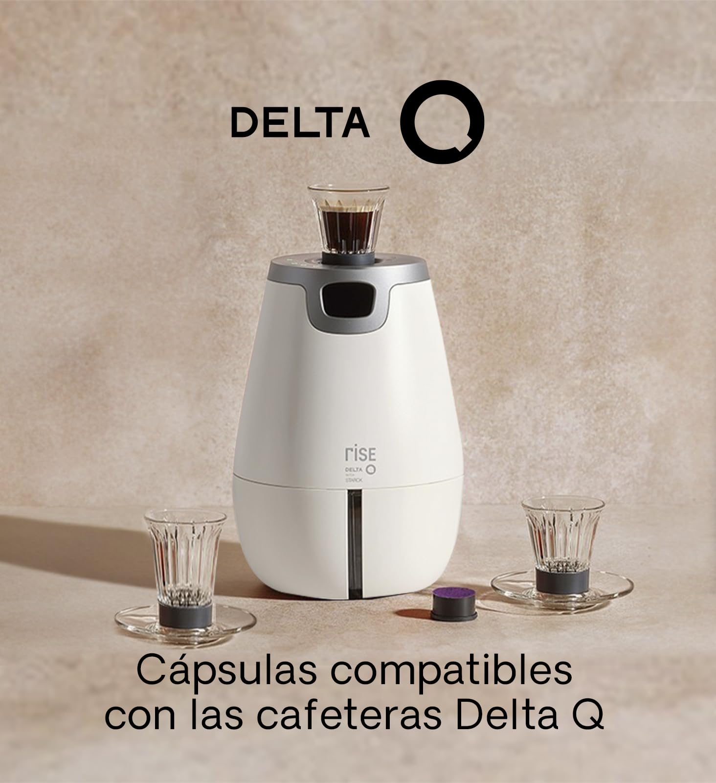 Delta Q | Cafetera Rise Blanco 19 Bares Extracción Inversa + 20 cápsulas | Incluye 20 Cápsulas Intensidad 14 + 10 Descafeinado, 6 Tazas Compatibles
