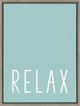 Kate and Laurel Sylvie Relax in Pale Teal Framed Canvas Wall Art by Apricot and Birch, 18x24 Gray, Relaxing Zen Art for Wall