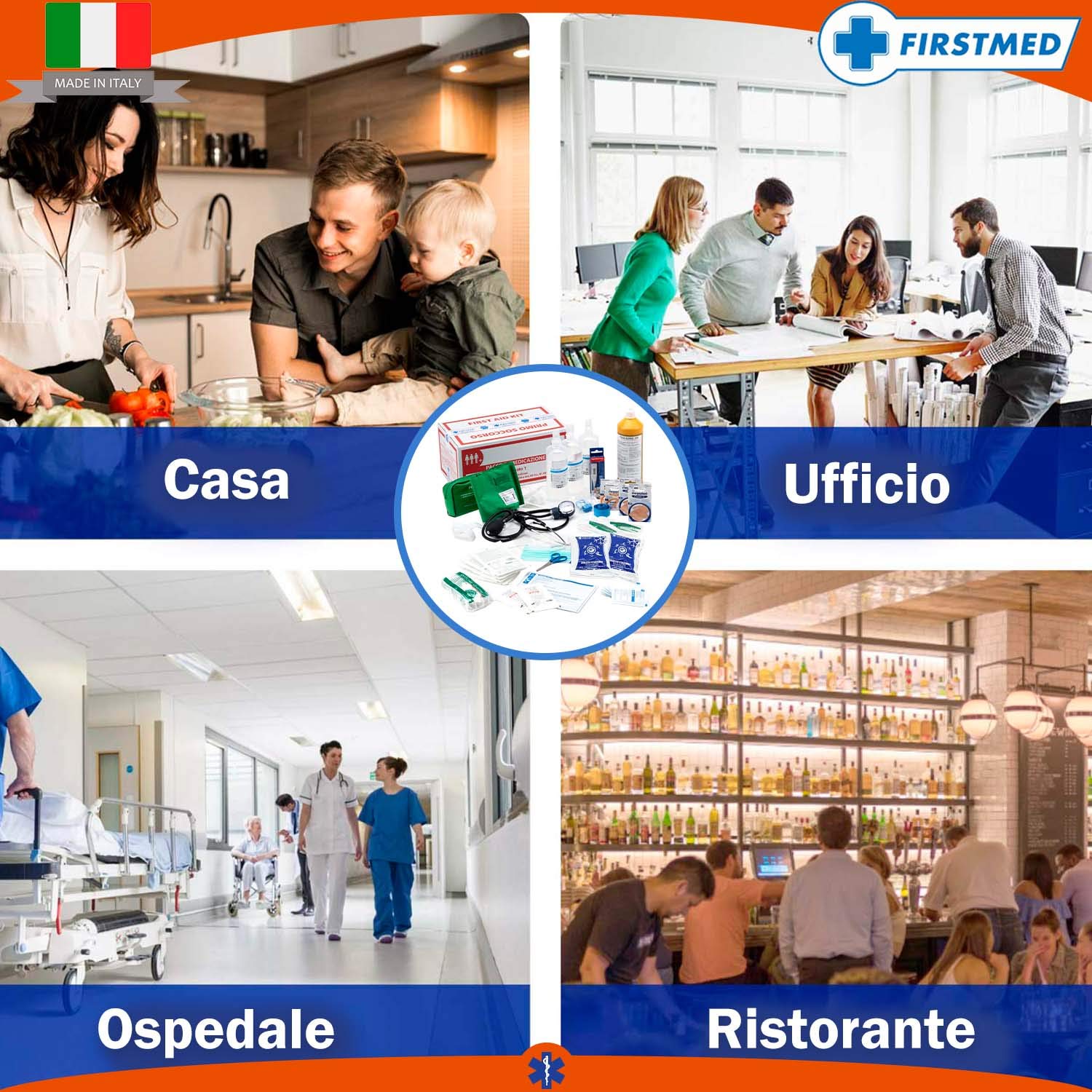 KIT REINTEGRO CASSETTA ARMADIETTO E VALIGETTA MEDICA PRIMO E PRONTO SOCCORSO ALL. 1 CAT. AB CON SFIGMO SI-KITAB