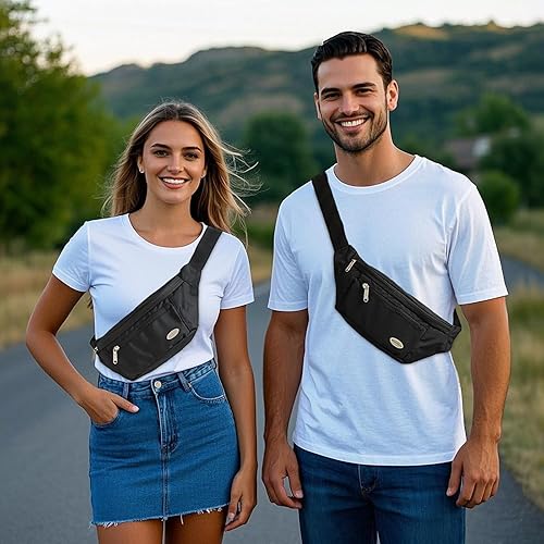 Miniatura 2 de Entchin Riñonera para mujeres y hombres, bolsa cruzada con 4 bolsillos con cremallera, bolsa de cintura ajustable, uno de los regalos esenciales de