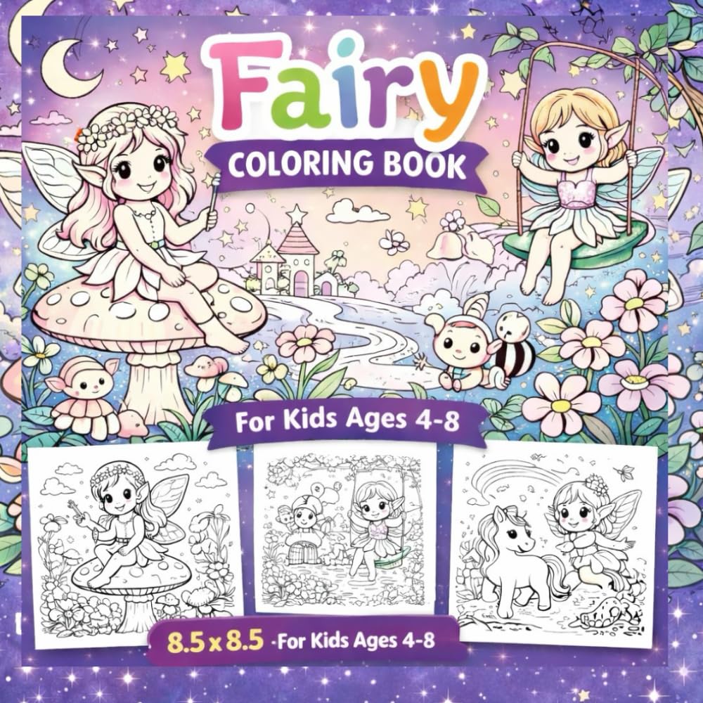 Magical Fairy World Coloring Book: Adorable Fairy Friends in Forests with Cute Creatures