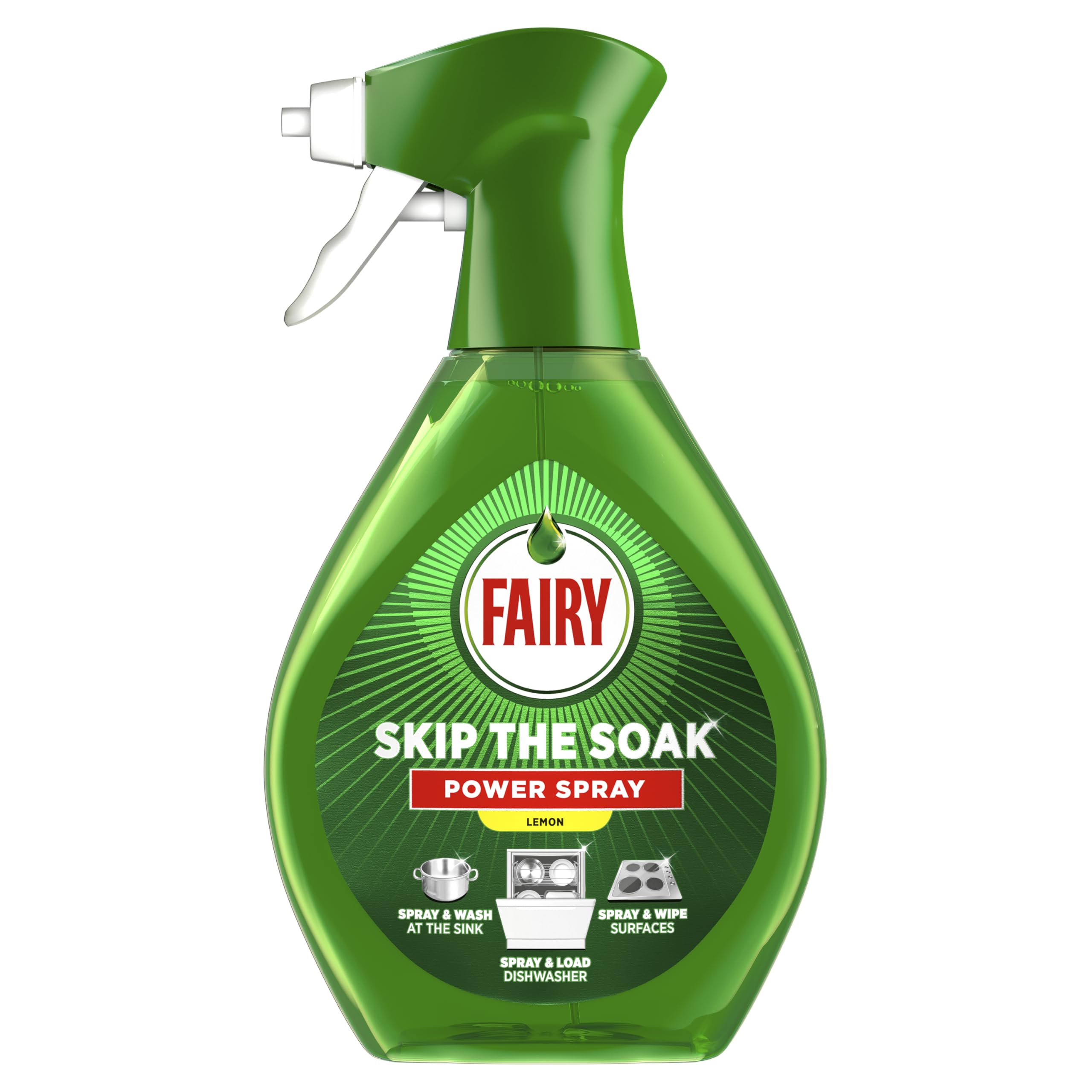 Fairy Skip the Soak Dish Power Spray al limone, 8 x 650 ml, spray pre-trattamento per piatti e cucina, efficace sul grasso da cucina al 100%, rimozione del grasso, spray sgrassante, pulizia rapida e