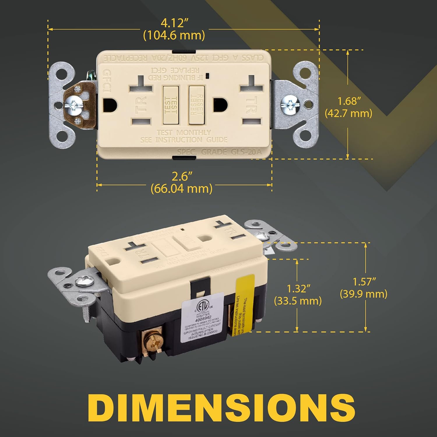 Faith [10-Pack] 20A GFCI Outlets, ETL Listed, Non-Tamper-Resistant GFI Duplex Receptacles with LED Indicator, Self-Test Ground Fault Circuit Interrupter with Wall Plate, Ivory, 10 Piece
