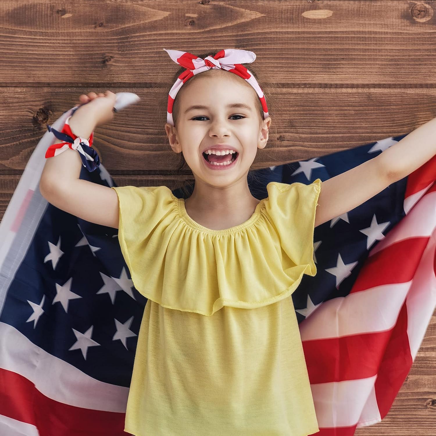 Ramede Flag Bandana Handkerchief Patriotic Head Bandannas Tie Dye Head Wrap Scarf Wristband for Men Women